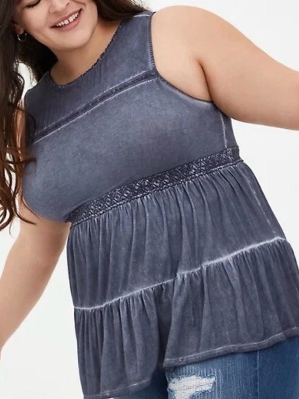 torrid Faded Navy Peplum Tank
